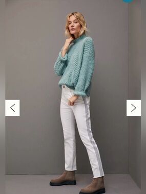 Pilcro and the Letterpress Cream white  Jeans with Black-White Side Trim size 26